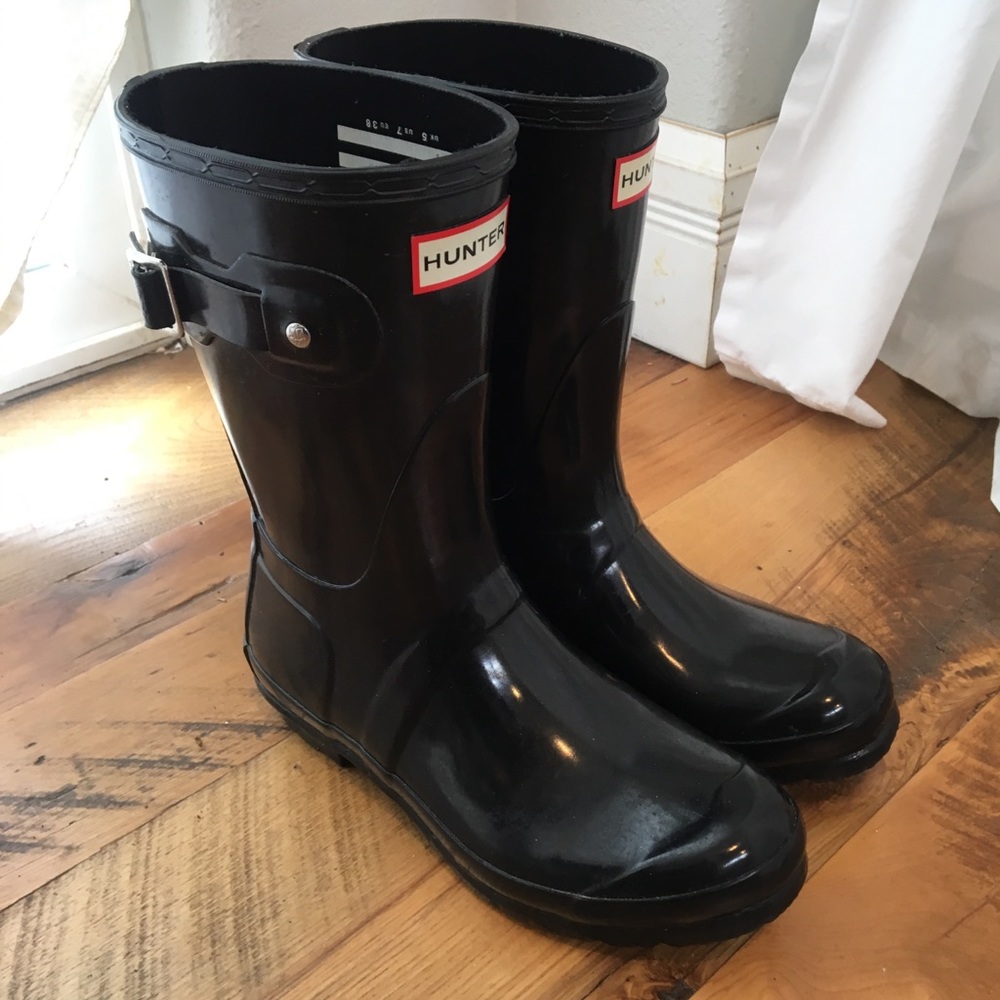 Hunter Boots short Black gloss women’s 7